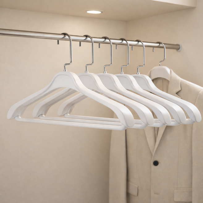 하늘움 어깨뿔방지 자켓양복패딩 라운드옷걸이, 5개, 화이트(45x22cm)