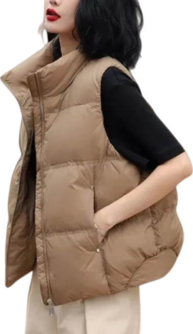 Makone 여성 가을 겨울 쇼트 경량 패딩 조끼