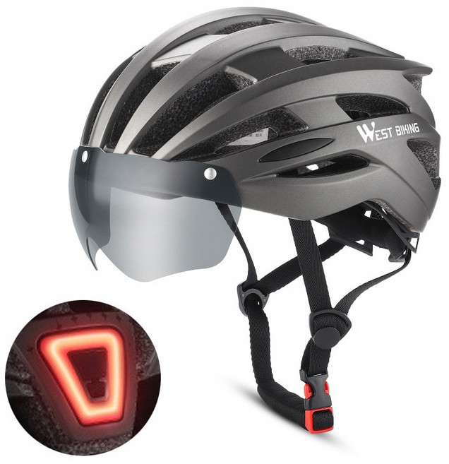 시그니처베이지 자전거 헬멧 전기 전동 킥보드 고글 후미등 YPZ810, 퓨어 매트 티탄, 1개