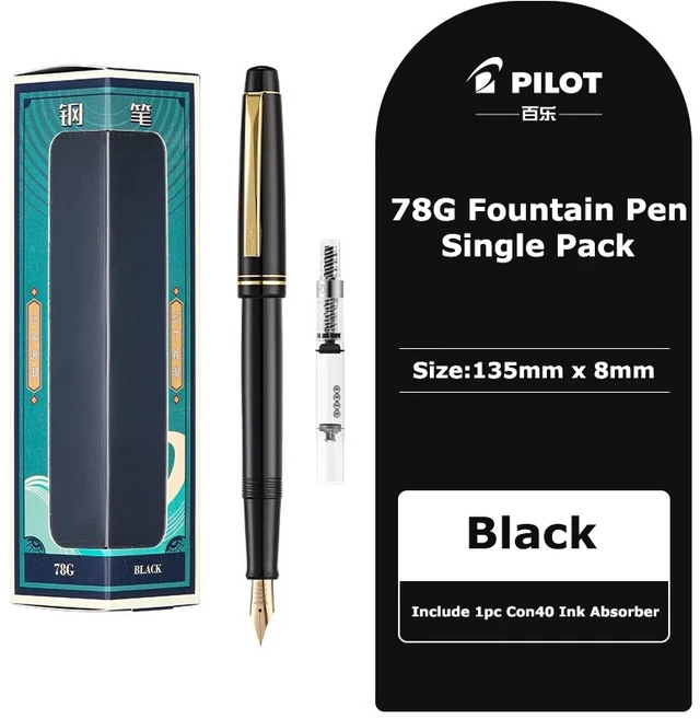 파일럿 78G 럭셔리 만년필 세트 22K 금도금 펜촉 부드러운 쓰기 EF/F/M 서예 펜 작가 전문가를위한 완벽한, 03 남, 10 Black Pen