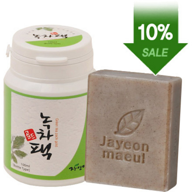 자연마을 지성/문제성 피부 진정 녹차 set -(녹차가루팩+녹차비누) -10%할인, 1개, 1개입