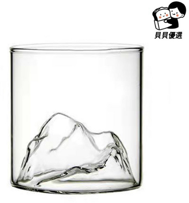 高硼硅觀山玻璃杯 富士山設計日式威士忌杯 200ML, 1個