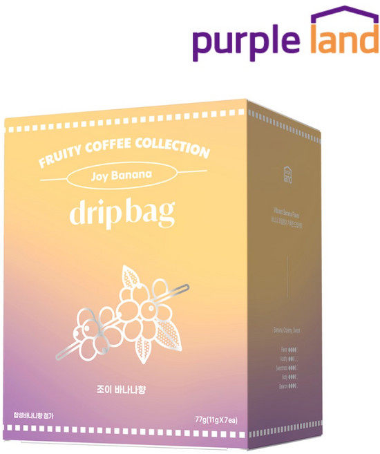 퍼플랜드 핸드드립 커피 가향 드립백 조이 바나나향, 1개, 7개입, 11g