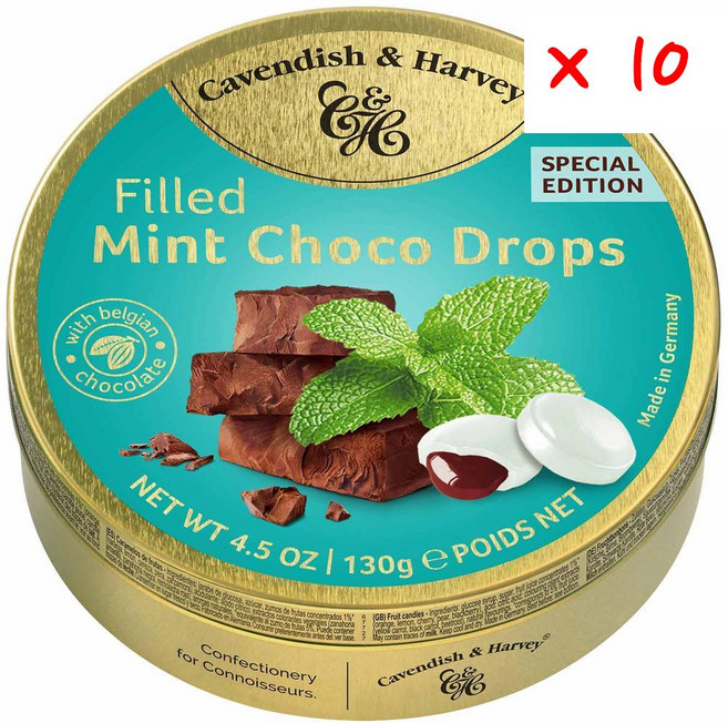 캐빈디쉬앤하비 필드 민트 초코 드롭 캔디, 10개, 130g