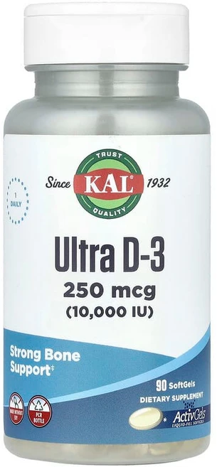 KAL 울트라 D-3 250mcg(10000IU) 소프트젤 90정 CAL-78287, KAL , 울트라 D-3, 250mcg(10,000IU - 쿠팡