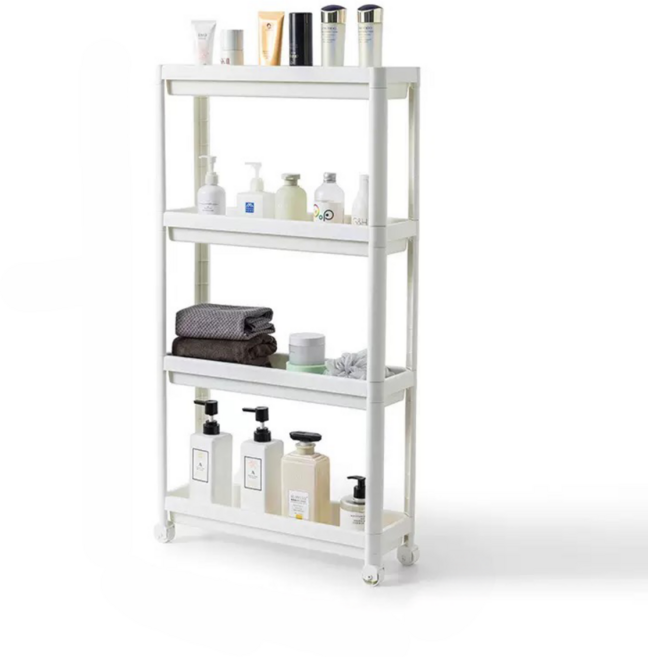 웜모먼트 이동식 틈새 수납선반 다용도 트롤리, 화이트