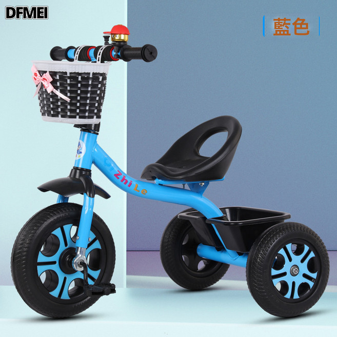 DFMEI 兒童三輪車摺疊腳踏1-3-6歲兒童自行車嬰兒手推車寶寶腳踏車單車, 1個, 1cm, 升級藍:參考詳情