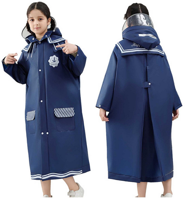 세일러 칼라 초등학생 우비 유아 아동 주니어 레인코트