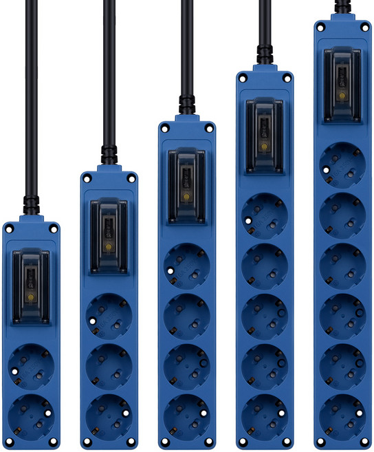 현대일렉트릭 고용량 2구 누전차단 16A 4000W트 오브제 멀티탭 건조기 세탁기 에어컨 사용 가능, 1개, 1.5m, 블루