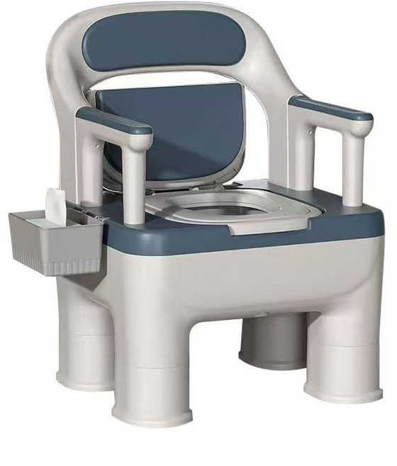 Masarry 튼튼한 이동식 변기 환자용 변기 노인용 변기 좌변기 이동식 간이화장실 이동 휴대용변기, 1세트, 블루