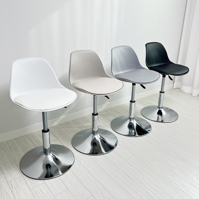 더조아 허그체어 원반형 360도 회전 높낮이조절 스툴 의자, 그레이