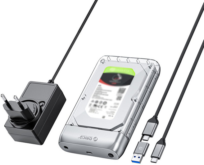 오리코 투명 2 in 1 Type-C 3.5형 SSD 외장하드케이스 TX35C3, TX35C3-GY, 1개