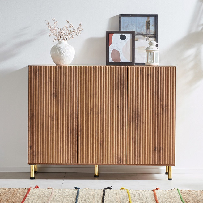 장인가구 네스트 템바보드 사이드보드 높은 거실장 티비다이 1200 다리형, 브라이트 화이트