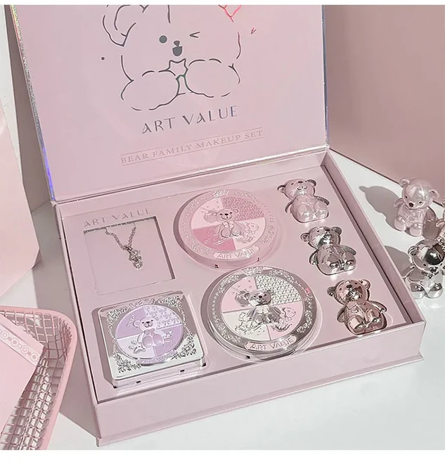 ART VALUE 7PC 메이크업 세트에는 3가지 색상의 립 머드 프레스드 파우더 1개 블러셔 1개 아이섀도우 팔레, 01 Makeup Kits - 쿠팡