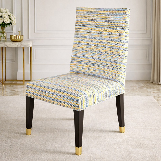 윈디엘 식탁의자 등받이 좌판 커버 일체형 패브릭 커버, 옐로우, 1개