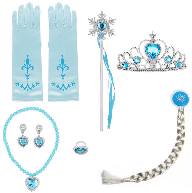 겨울왕국 엘사 공주세트 7종 왕관 요술봉 생일 파티 사진 촬영 소품, 1세트