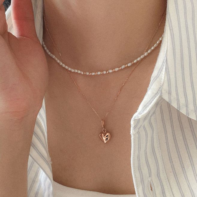 (빠른배송) 14k 18k 밥풀 쌀알 담수 진주 금볼 컷팅볼 초커 목걸이