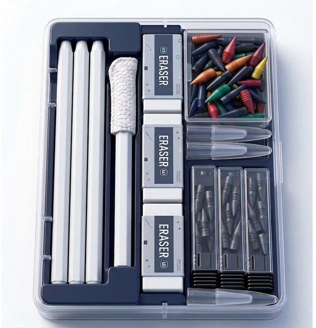 서플라이랩 깎지 않는 백년연필 무한연필심 색연필 지우개 세트, 1개, 화이트