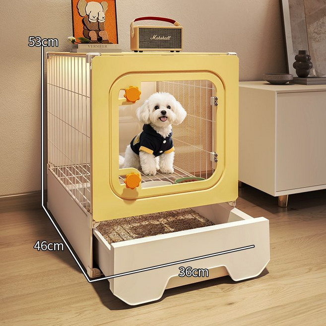 小型犬狗籠子 狗別墅 帶廁所分離 好清理便捷寵物籠, 1個, 小號【36*46*53】推薦訓廁/關禁閉