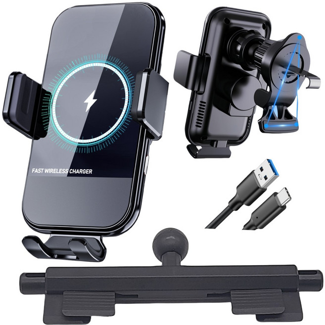 YITUMU 15W 차량용 무선 충전 스마트폰 거치대 송풍구 CD슬롯 겸용 홀더, A8