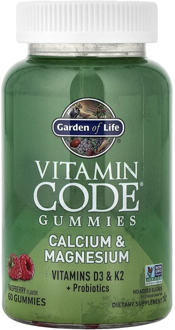 Garden of Life Vitamin Code 구미젤리 칼슘 및 마그네슘 라즈베리 맛 구미젤리 60개, GardenofLifeVitaminCode구미젤리칼슘및 - 쿠팡