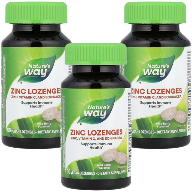 네이처스웨이 징크 아연 로젠지 Zinc Lozenges 와일드 베리 60정 3개