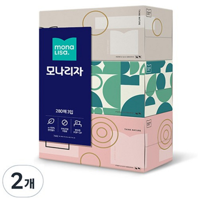 모나리자 부드러운 천연펄프 미용티슈 2겹, 280매, 6개