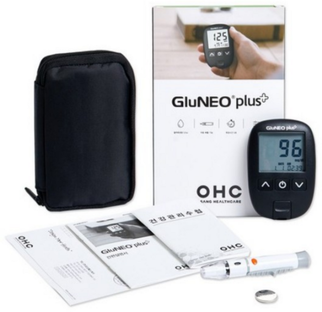 OHC 오상헬스케어 글루네오 플러스 혈당측정기 당뇨측정기 혈당체크기 개인 자가측정, 1개
