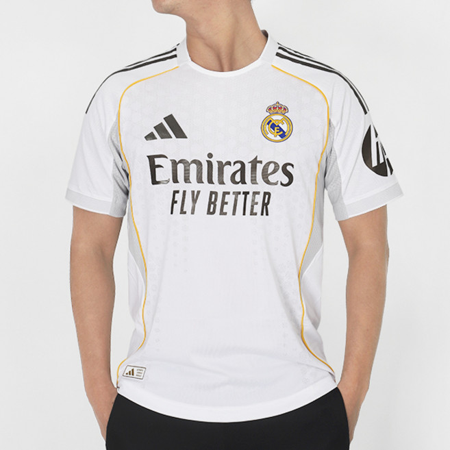 아디다스 라리가 레알 마드리드 HOME 어센틱 저지 반팔 유니폼 Uniform 202526 화이트-블랙 3S 로고, 상세설명참조, 1개