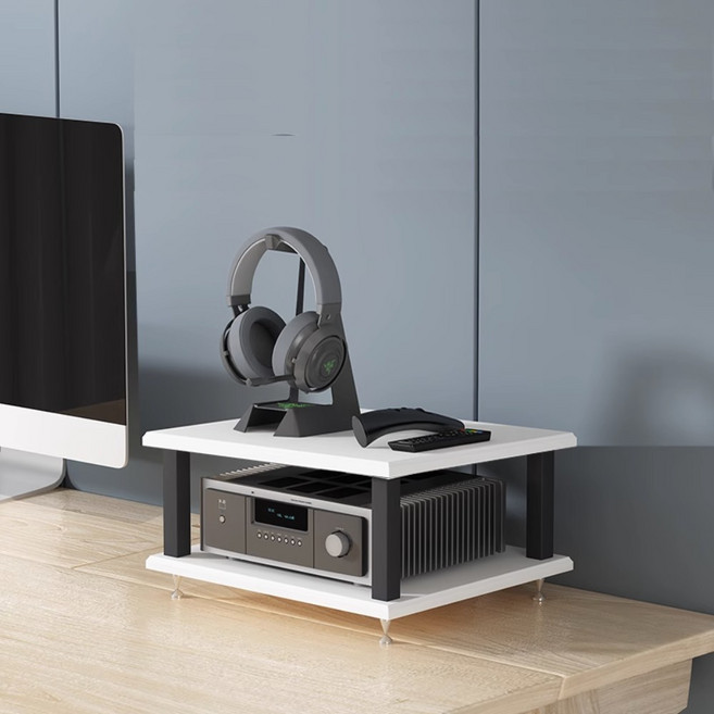 다이 오디오장식장 미니 프린터 스피커 오디오장 책상위 2단화이트