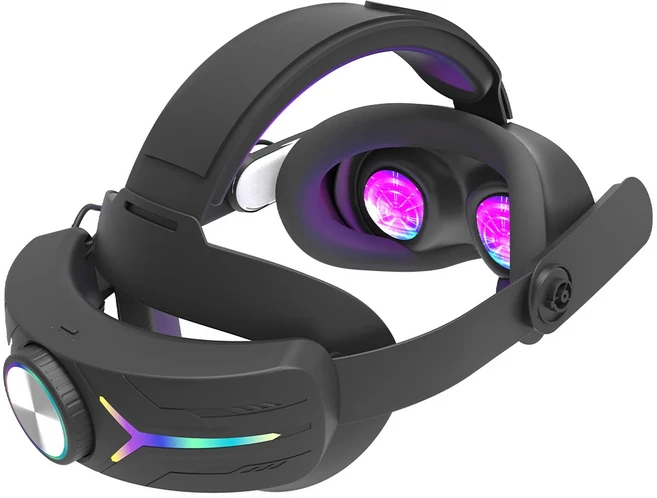 편안한 조정 가능한 RGB 헤드 스트랩 메타 퀘스트 3S VR 헤드셋용 밴드 6000mAh 배터리 재생 시간 연장, 02 Black, 02 CN
