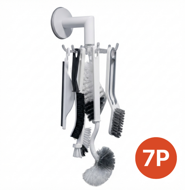 위벨라 회전형 욕실 청소도구 7종 세트, 1개, 모던화이트