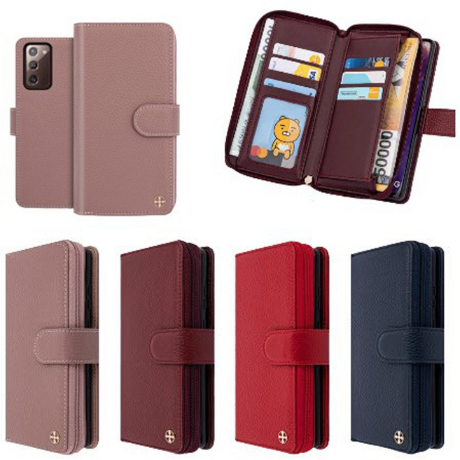 천연소가죽 빈센 지퍼 지갑 다이어리 케이스 갤럭시 노트20 N981