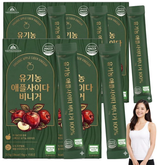유기농 애사비 100% 사과식초 애플사이다비니거 원액 액상 스틱형 / 7박스구매 다이어트 보조제 증정, 75개, 15g