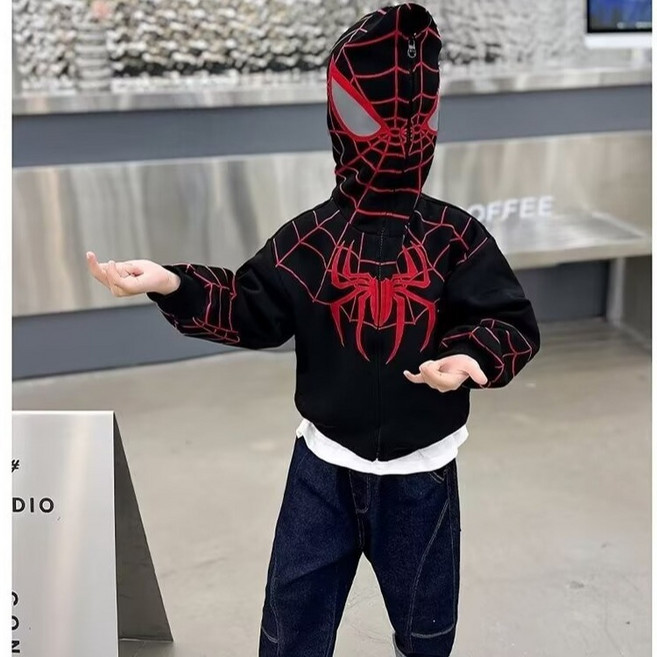 GOYES 캐릭터 스파이더 맨 어린이 남아 코트 아동 후드 집업 외투 점퍼 선물