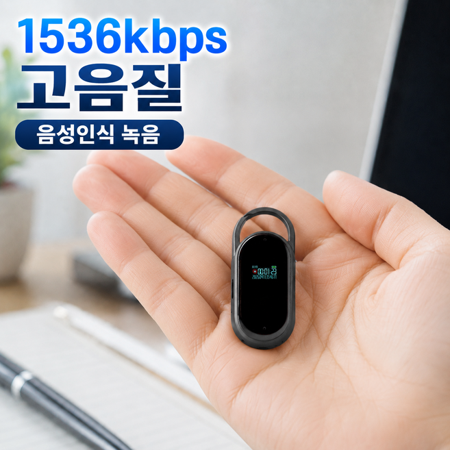 다기록 Da-Girok 컬러 스크린 키체인 음성 자동 녹음기 8GB 고화질, 블랙, PCVR(8GB)