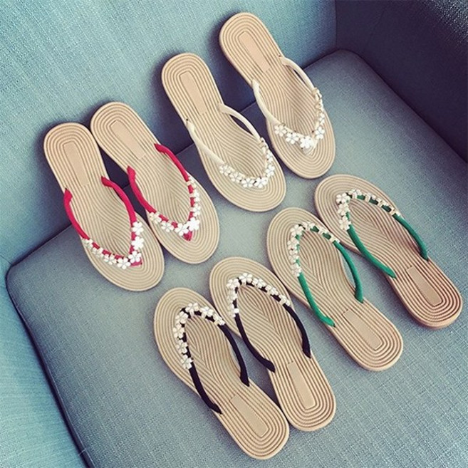 유컬리 루크꽃장식 쪼리 슬리퍼