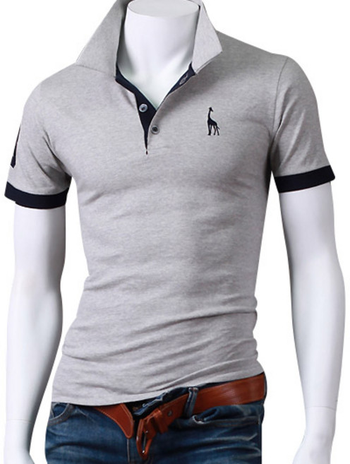 스댕클럽 남성용 기린 자수 반팔 카라티 MD6903 티셔츠