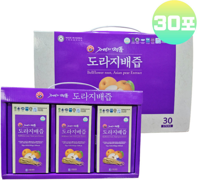 배도라지즙 국산 도라지 배 모과 꿀 홍삼 진액 스틱 어린이 성인 환절기 건강즙, 1박스, 300g