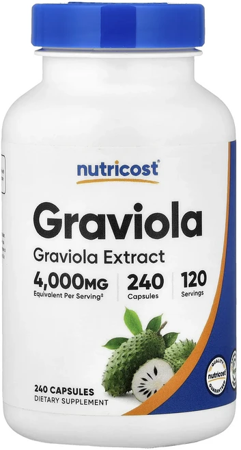 메이커제품입니다 Nutricost 그라비올라 캡슐 240정(캡슐 1정당 100mg) 좋은효과를 보실수있습니다, 1개, 240정 - 쿠팡