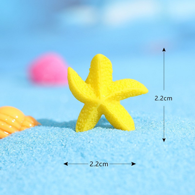 微景觀海星裝飾擺件 多肉盆栽裝飾 辦公室小物 園藝造景 蛋糕裝飾, 【G6】小號【黃】, 黃