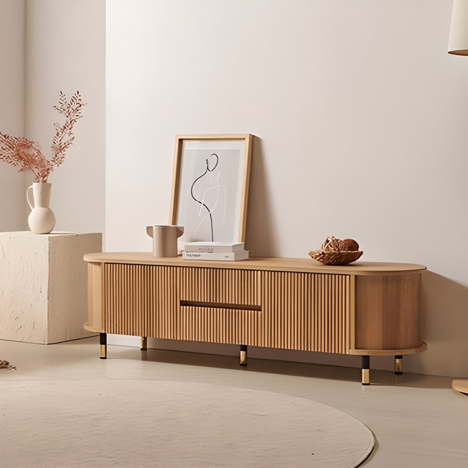 파로마 클래시 템바보드 서랍도어 TV 거실장 1600 방문설치, 오크