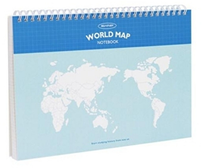 웅진북센 [인디고] 혼자공부 지도 노트 (B5 한국사 모눈노트) - 세계지도/블루, 주식회사 인디고, 인디고(주) 편집부, 없음