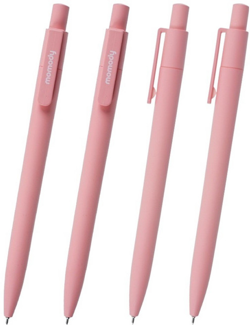 모모디 초저점도 노크식 모먼트 볼펜 0.38mm, 스트로베리 핑크, 4개