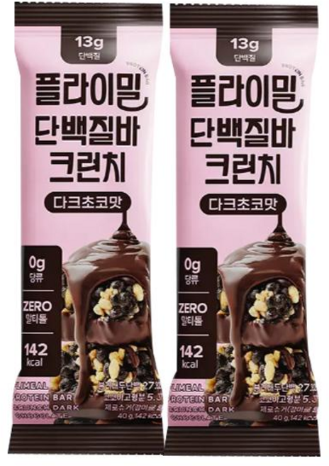 플라이밀 단백질 바 크런치 다크초코, 2개, 40g