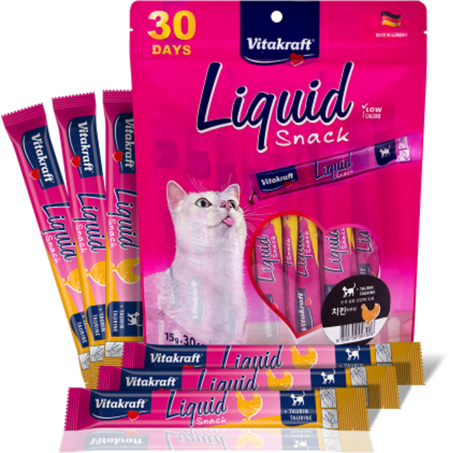 비타크래프트 리퀴드스낵 고양이 간식 치킨&타우린 15g X 30개