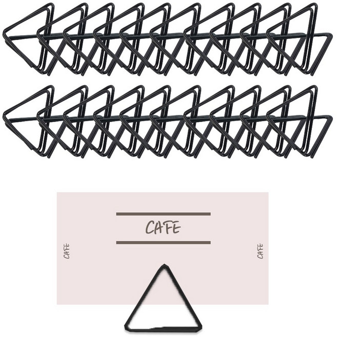 365플레이스 메탈 다용도 삼각메모스탠드 클립노트홀더 20P 세트, 블랙, 20개