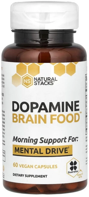 내추럴 스택스 도파민 브레인 푸드 60캡슐 TMG 티로신 페닐알라닌 엽산 비타민 트라이 메틸글리신, 1개, 60정 - 쿠팡