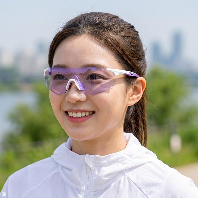 가빈 스포츠 고글 G113 변색 렌즈 라이딩 러닝 선글라스, 1개, C4 화이트 퍼플변색렌즈