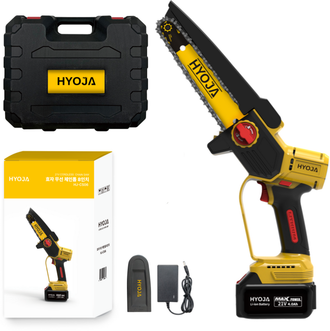 효자 무선 전기톱 21V 18cm 체인톱 충전식 충전 전동 가정용 미니 소형 나무 가지치기, 1세트, 본품 + 배터리1개